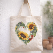 Bolso de algodón peruano Sole — estampado floral de girasoles, Damissella